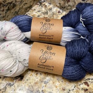 Yarn Bee Hand-Dyed Blue & Cream Speckled Yarn Duo